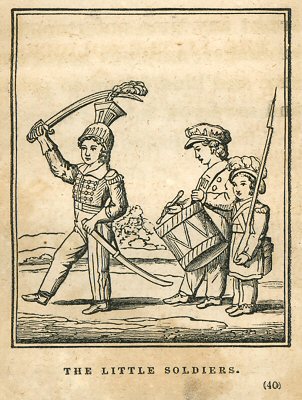 three children play soldier