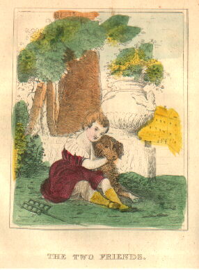little boy with big dog
