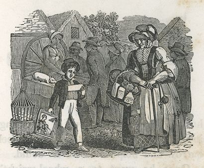 a woman and a boy on a busy street