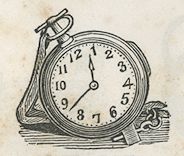 a pocket-watch, with the hands at 12:43