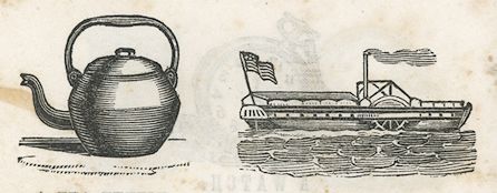 a metal tea kettle and a steamboat