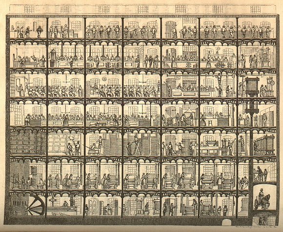Sectional view of the Cliff Street building.