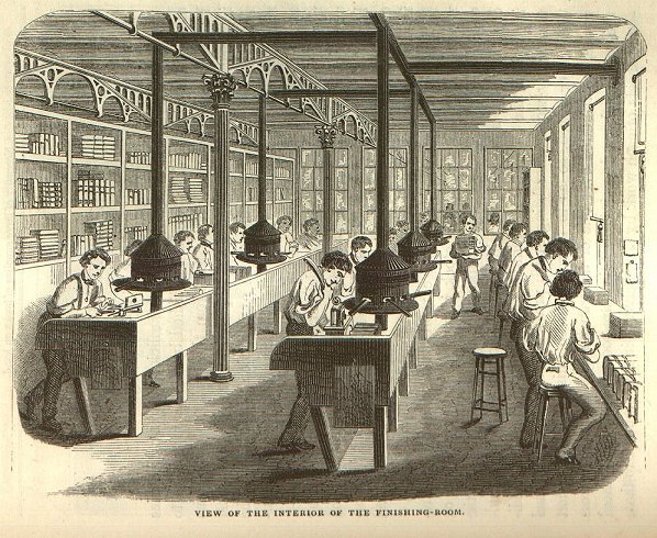 View of the interior of the finishing-room.