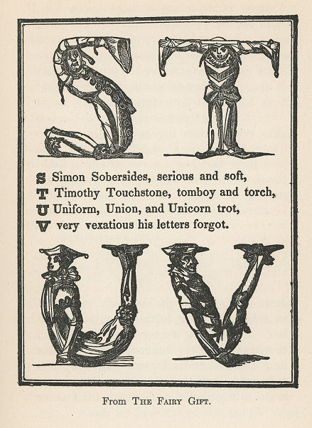 alphabet formed by human figures; text below