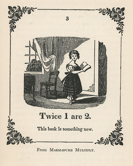 a little girl with a book; text below
