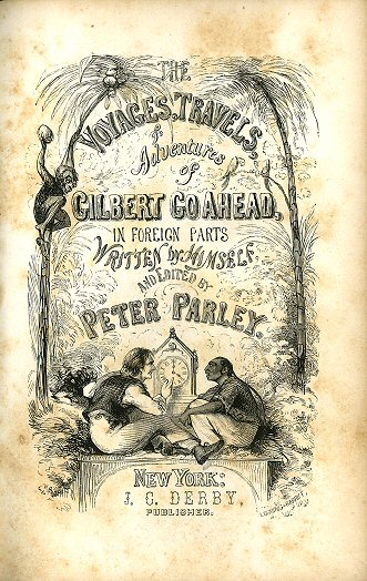 Gilbert shows a clock to an Asian admirer while a monkey takes aim with a cocoanut