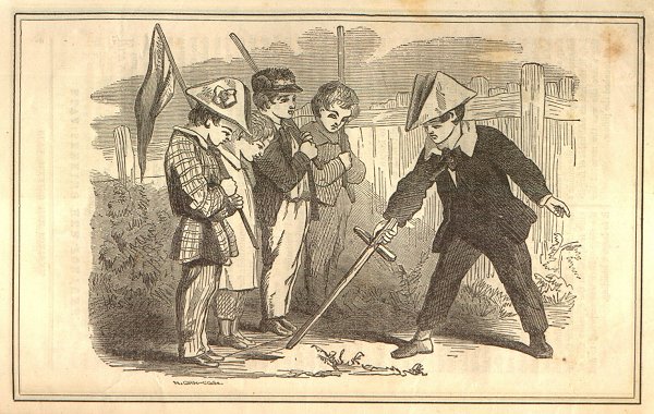 four boys play soldier