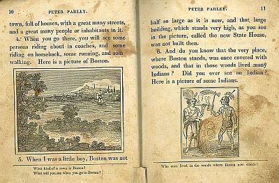 two pages from the 1828 edition of Tales of Peter Parley About America