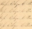Eliza signs her name 14 times