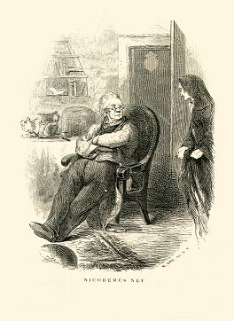 a man looks down his nose at a woman with her hand out