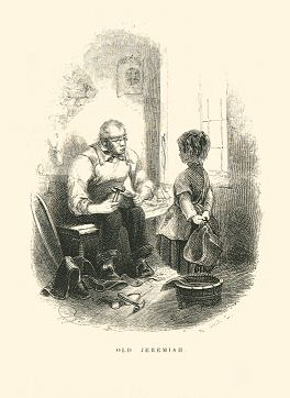 a little girl watches a cobbler