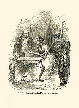 people stand over a woman who writes at a table