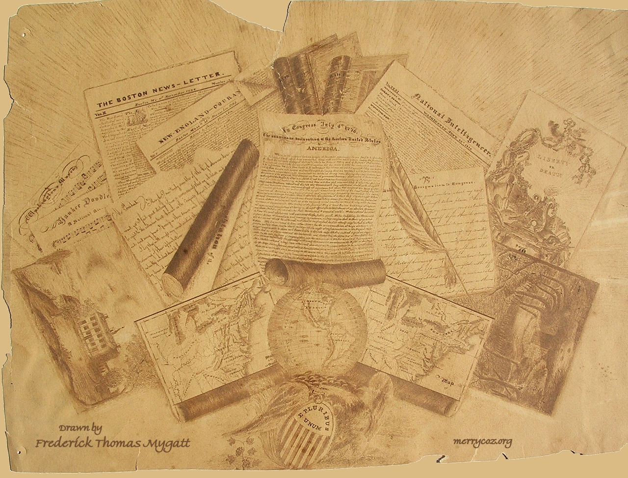 A marvelous pen & ink trompe l'oeil drawn in 1830 by a 19-year-old A marvelous pen & ink trompe l'oeil drawn in 1830 by a 19-year-old