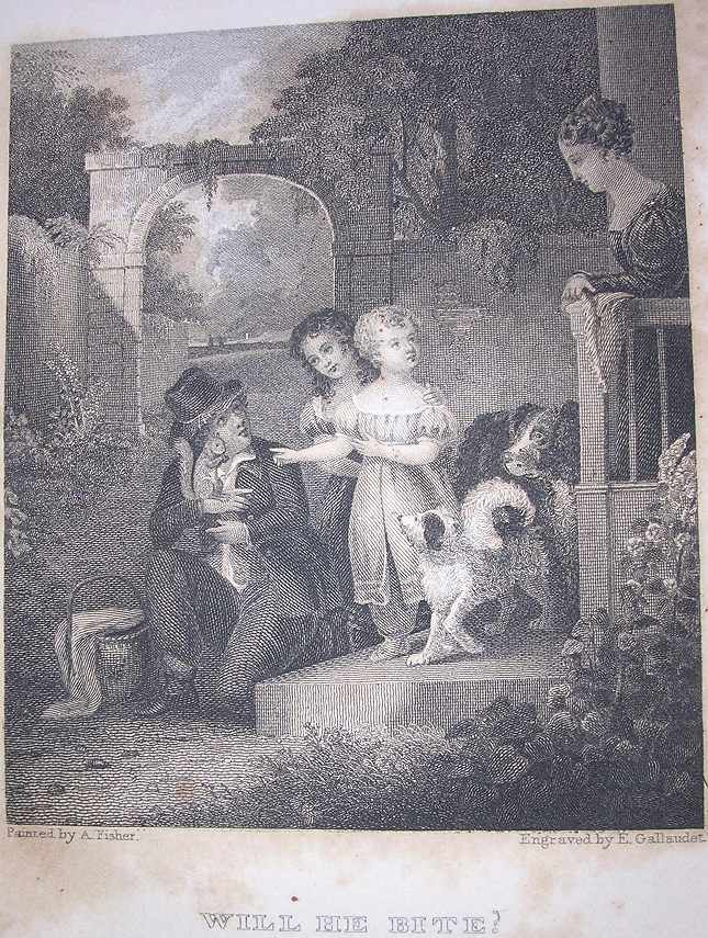 a small white child points out a tame squirrel to a woman
